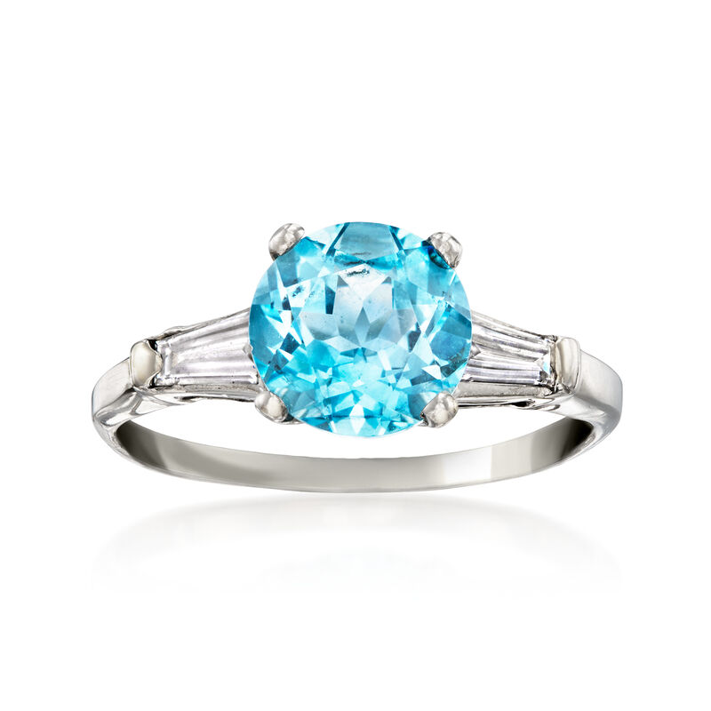 C. 1990 Vintage 2.00 Carat Sky Blue Topaz and .40 ct. t.w. Diamond Ring in Platinum. Size 7 image number 0