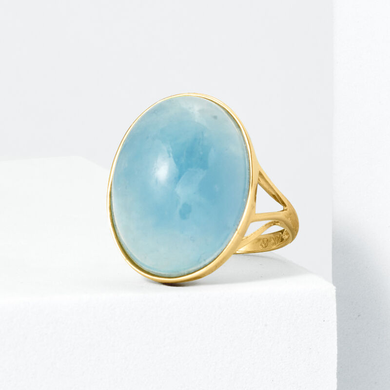 25.00 Carat Aquamarine Ring in 14kt Yellow Gold image number 3