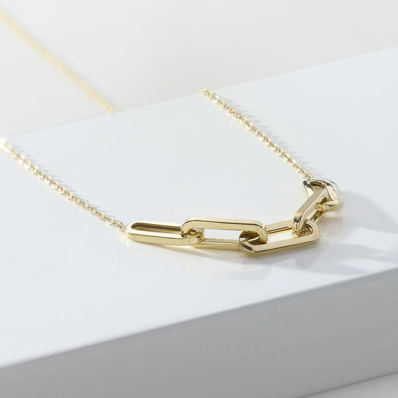 Italian 14kt Yellow Gold Paper Clip Link Center Necklace image number 2