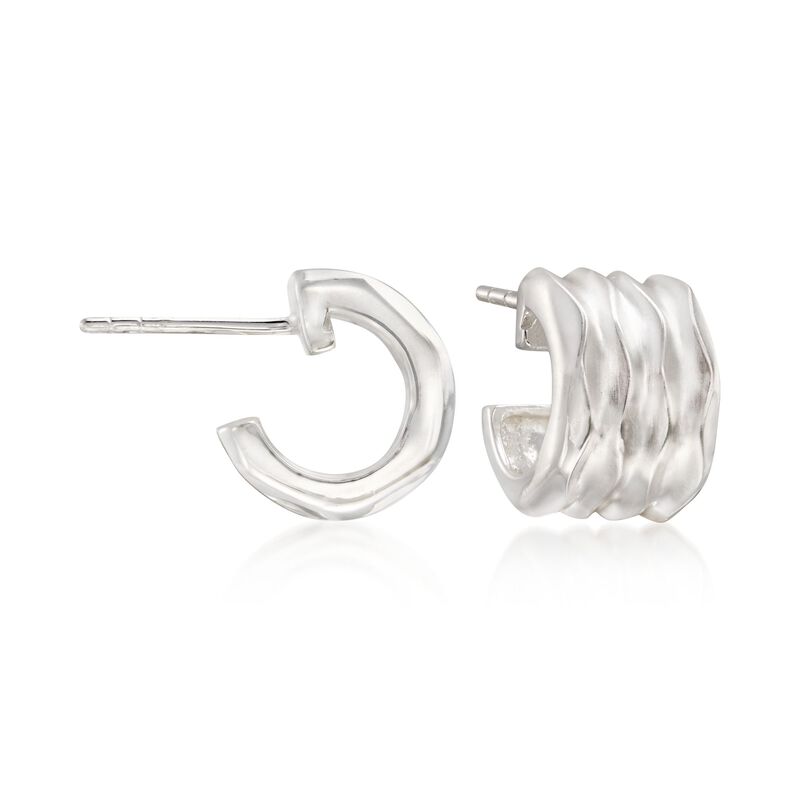 Zina Sterling Silver &quot;Desert Wave&quot; Small Hoop Earrings. 3/8&quot; image number 0