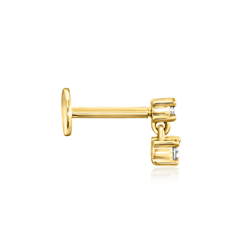 Diamond Two-Stone Flat-Back Drop Earrings in 14kt Yellow Gold image number 3