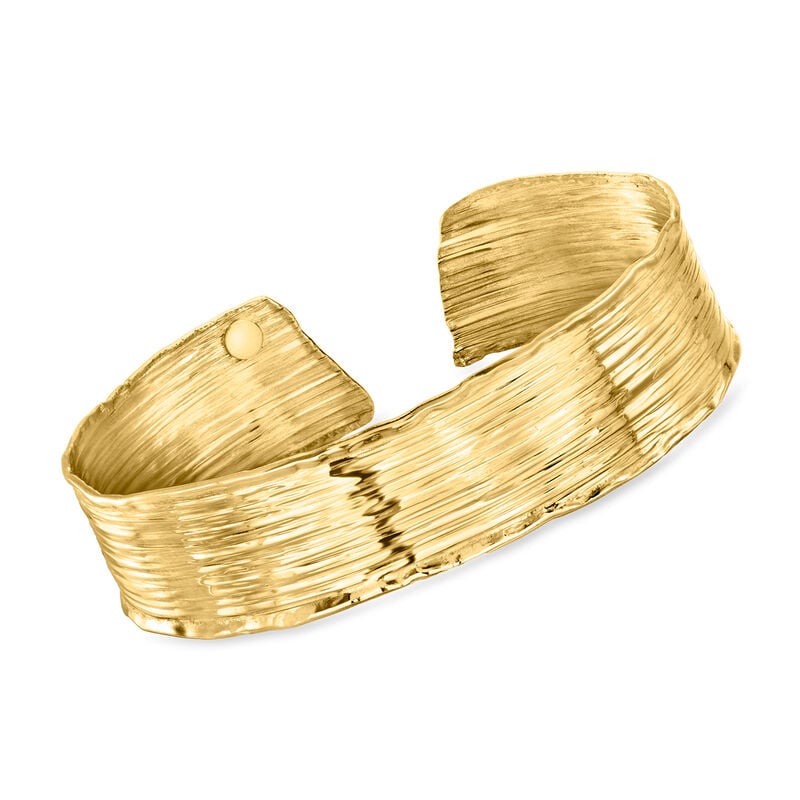 Italian 18kt Gold Over Sterling Lined Cuff Bracelet image number 0