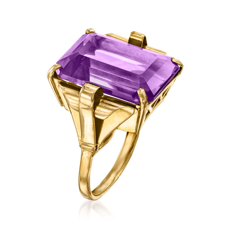 C. 1950 Vintage 15.00 Carat Amethyst Ring in 18kt Yellow Gold. Size 7.25 image number 2