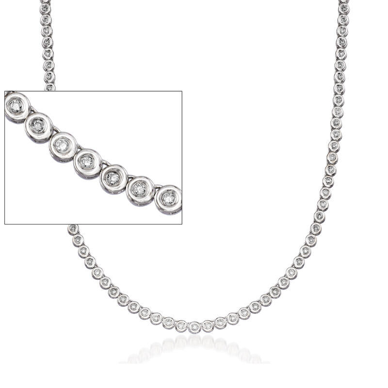 C. 1990 Vintage 2.25 ct. t.w. Diamond Tennis Necklace in 14kt White Gold. 16.5&quot; image number 1