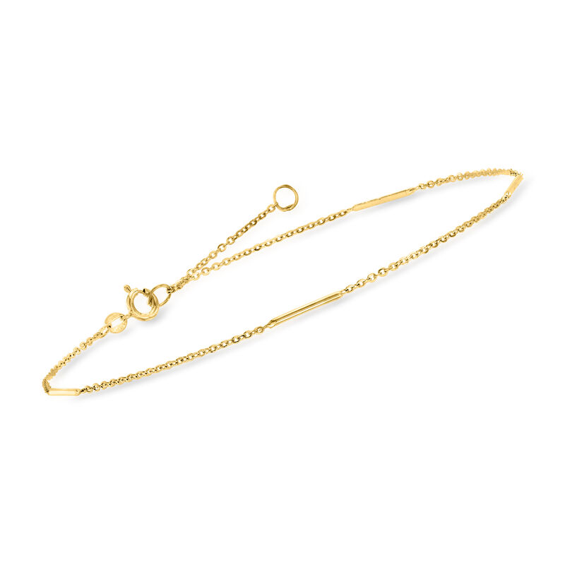 Italian 14kt Yellow Gold Station Bar Anklet image number 2