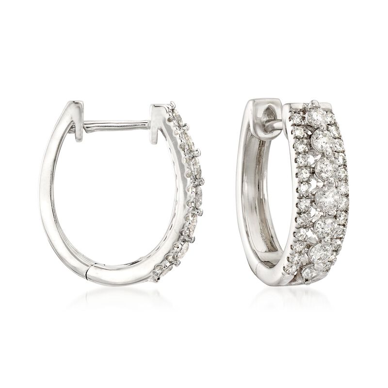 1.00 ct. t.w. Diamond Three-Row Hoop Earrings in 14kt White Gold image number 0