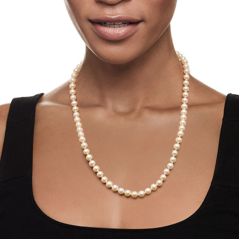 6-7mm Cultured Pearl Necklace with 14kt Yellow Gold. 20" image number 0