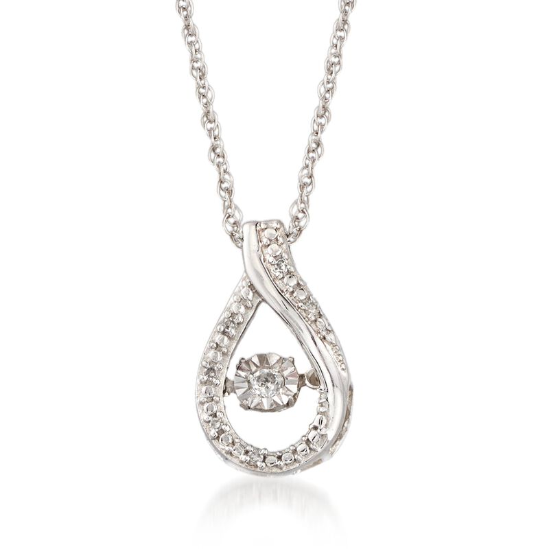 Diamond Accent Floating Teardrop Pendant Necklace in Sterling Silver image number 0