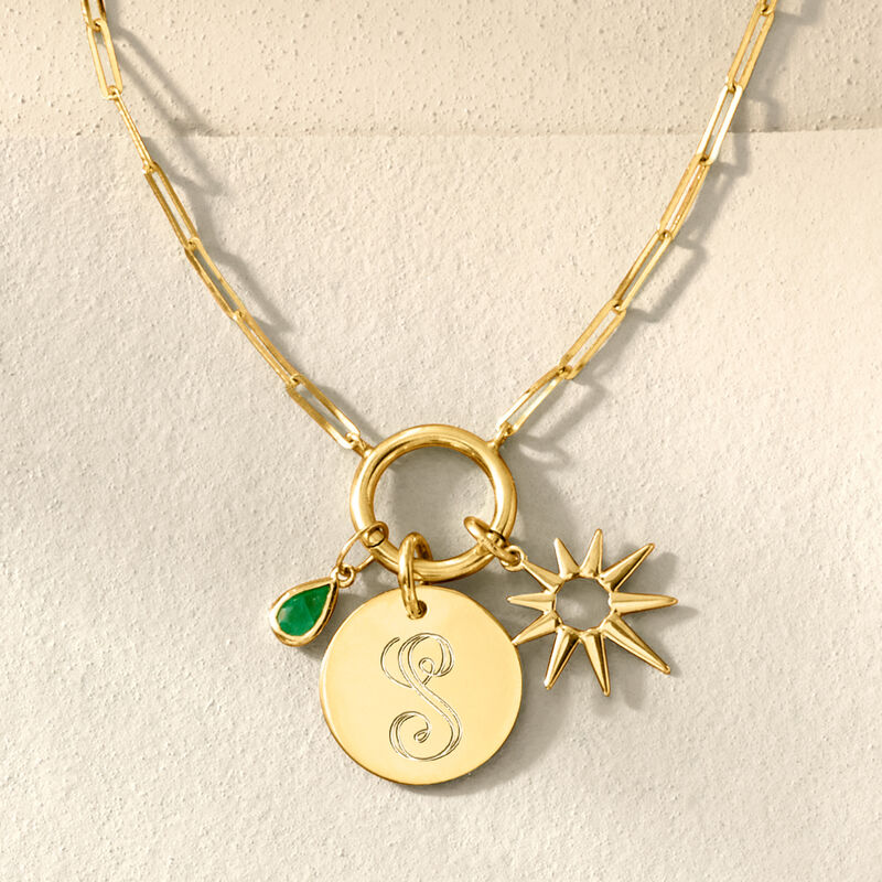 Monogram - Italian 14kt Yellow Gold Disc Charm image number 4