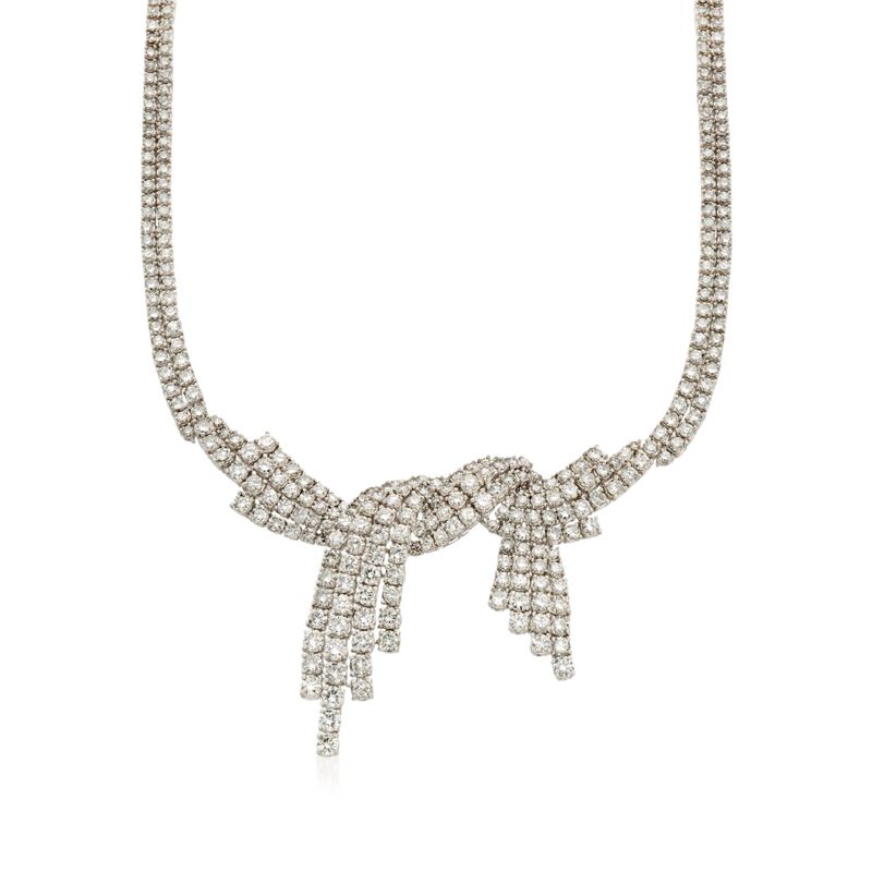 C. 1985 Vintage 25.00 ct. t.w. Diamond Bow Necklace in 18kt White Gold image number 0