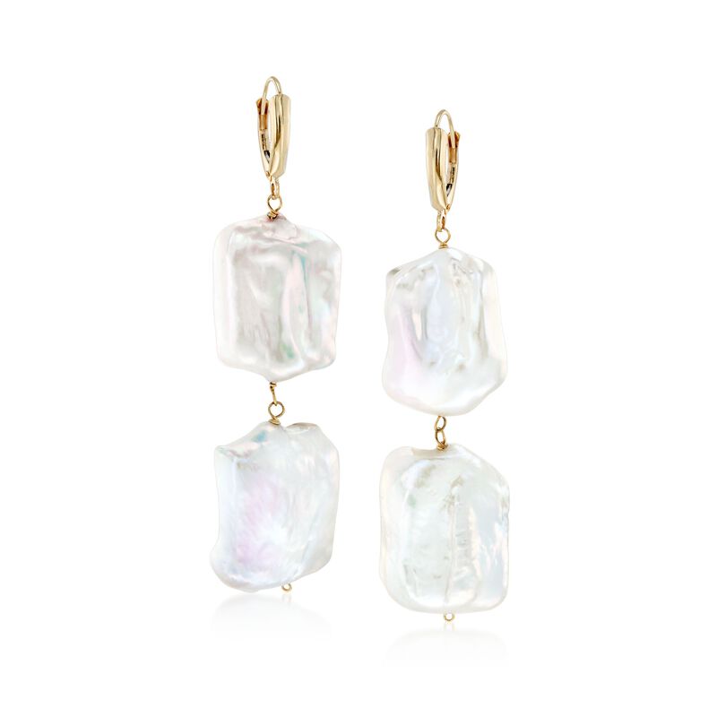 17-20mm Cultured Baroque Pearl Drop Earrings in 14kt Gold  image number 0