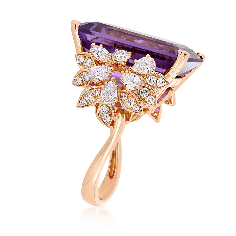 20.00 Carat Amethyst and 1.75 ct. t.w. Diamond Ring in 14kt Rose Gold image number 1
