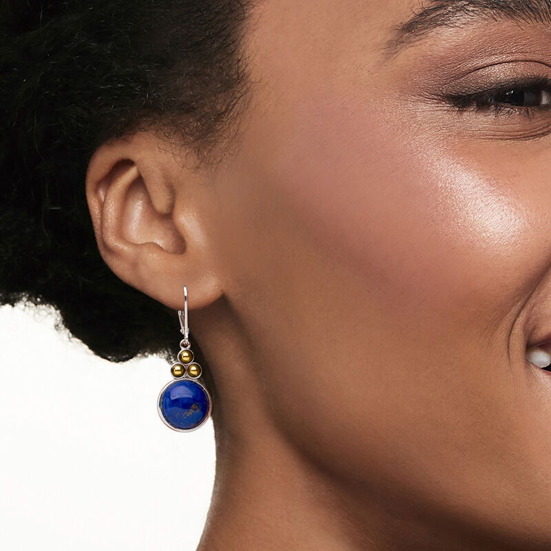 Lapis Drop Earrings in Sterling Silver with 14kt Yellow Gold image number 1