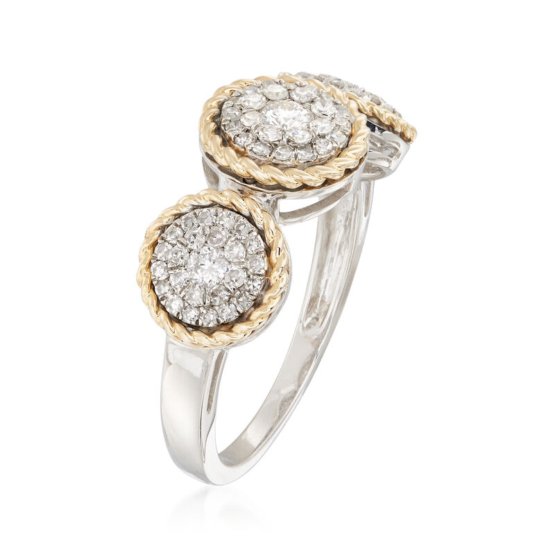 .51 ct. t.w. Diamond Halo Ring in Sterling Silver and 14kt Yellow Gold image number 2