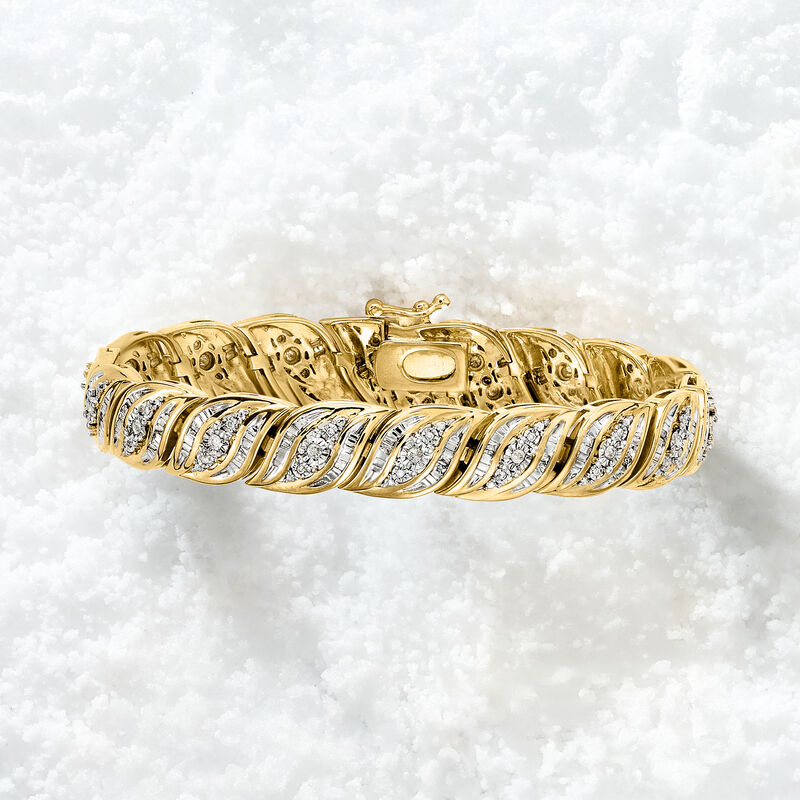 1.00 ct. t.w. Diamond Bracelet in 18kt Gold Over Sterling image number 4