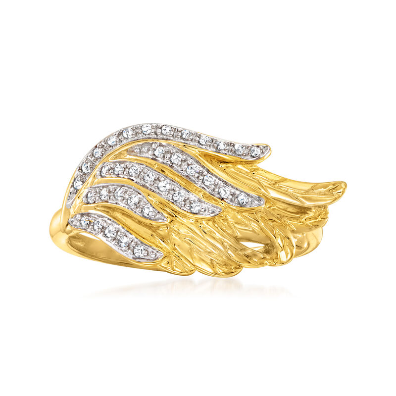 .10 ct. t.w. Diamond Angel Wings Ring in 18kt Gold Over Sterling image number 0