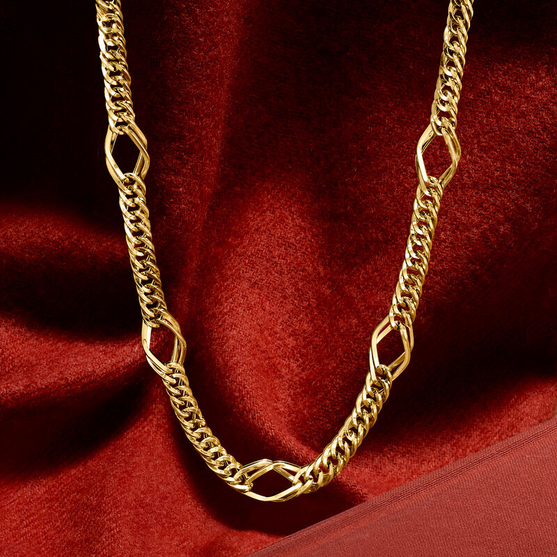 14kt Yellow Gold Geometric Oval-Link Necklace image number 3