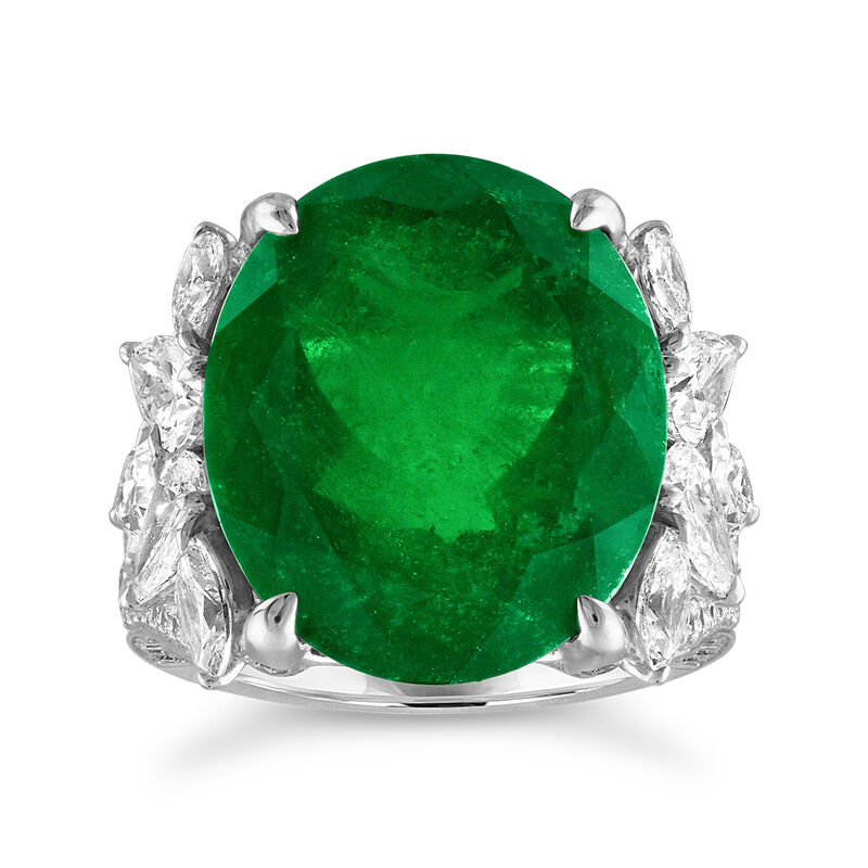 13.00 Carat Colombian Emerald and 2.65 ct. t.w. Diamond Ring in 18kt White Gold image number 0