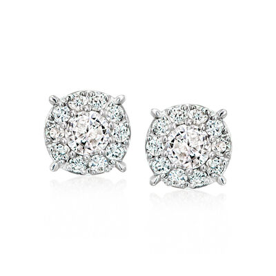 C. 2000 Vintage 1.16 ct. t.w. Diamond Cluster Earrings in 18kt White Gold