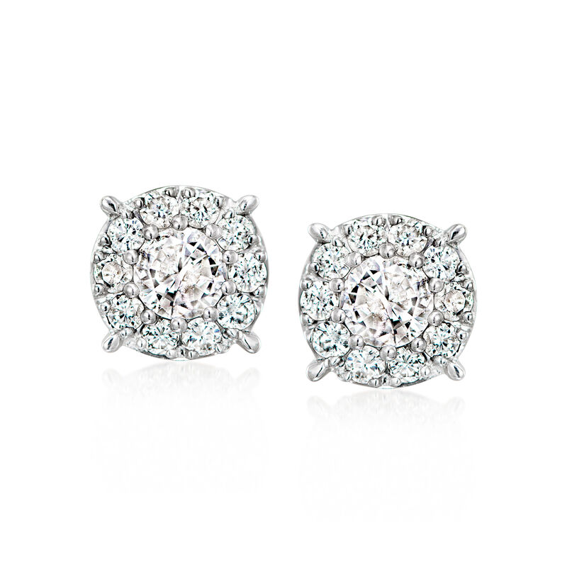 C. 2000 Vintage 1.16 ct. t.w. Diamond Cluster Earrings in 18kt White Gold image number 0