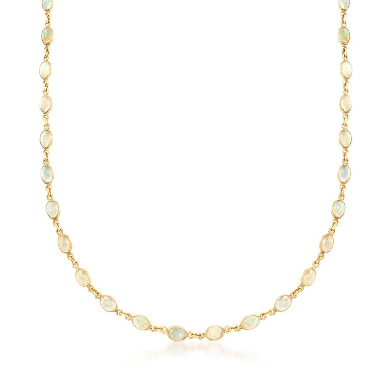 Ethiopian Opal Station Necklace in 18kt Gold Over Sterling image number 0