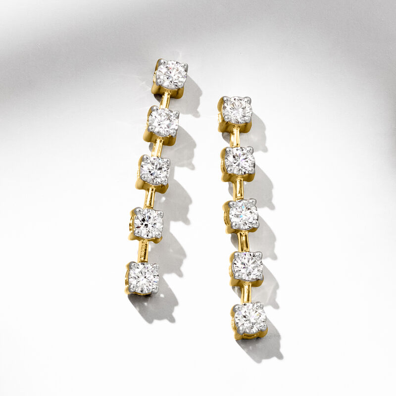 1.50 ct. t.w. Lab-Grown Diamond Linear Drop Earrings in 14kt Yellow Gold  image number 4