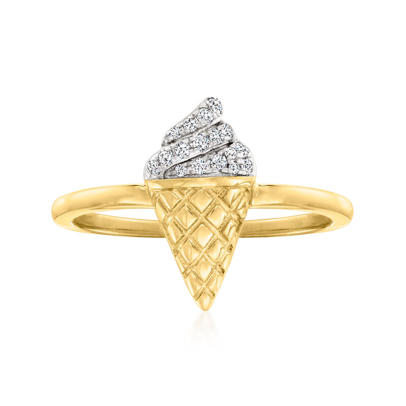 Diamond-Accented Ice Cream Cone Ring in 18kt Gold Over Sterling image number 0