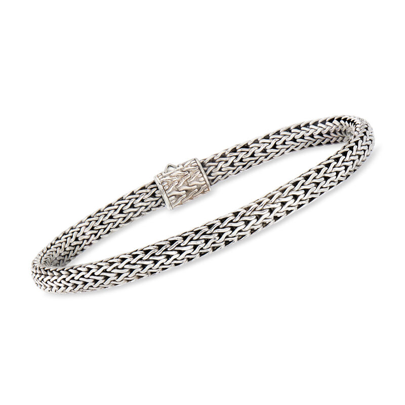 C. 2000 Vintage 6.3mm John Hardy Men's Sterling Silver Wheat-Chain Bracelet. 9" image number 0