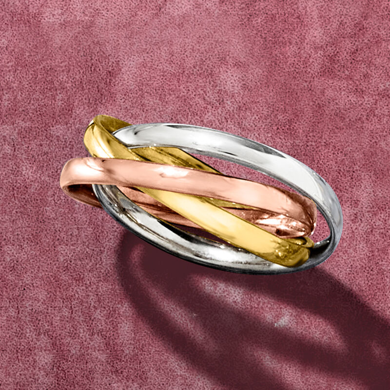 Italian 14kt Tri-Colored Gold Rolling Ring image number 6