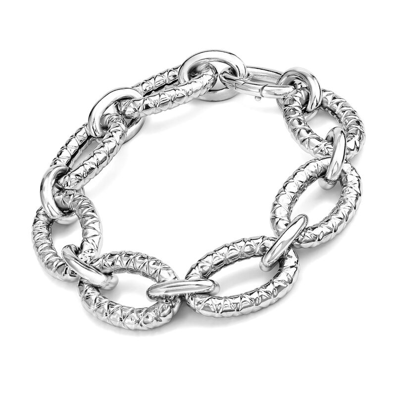 Judith Ripka "Max" Sterling Silver Textured Oval-Link Bracelet image number 0