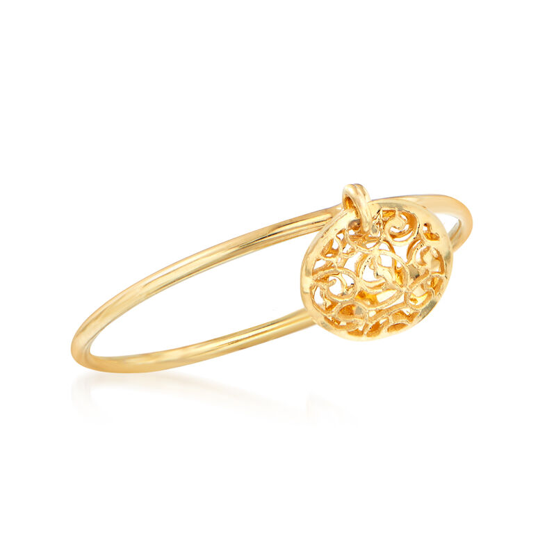 Italian 18kt Yellow Gold Filigree Disc Charm Ring image number 3