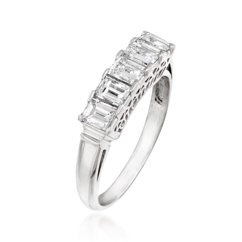 C. 1950 Vintage 1.05 ct. t.w. Baguette Diamond Ring in Platinum image number 2