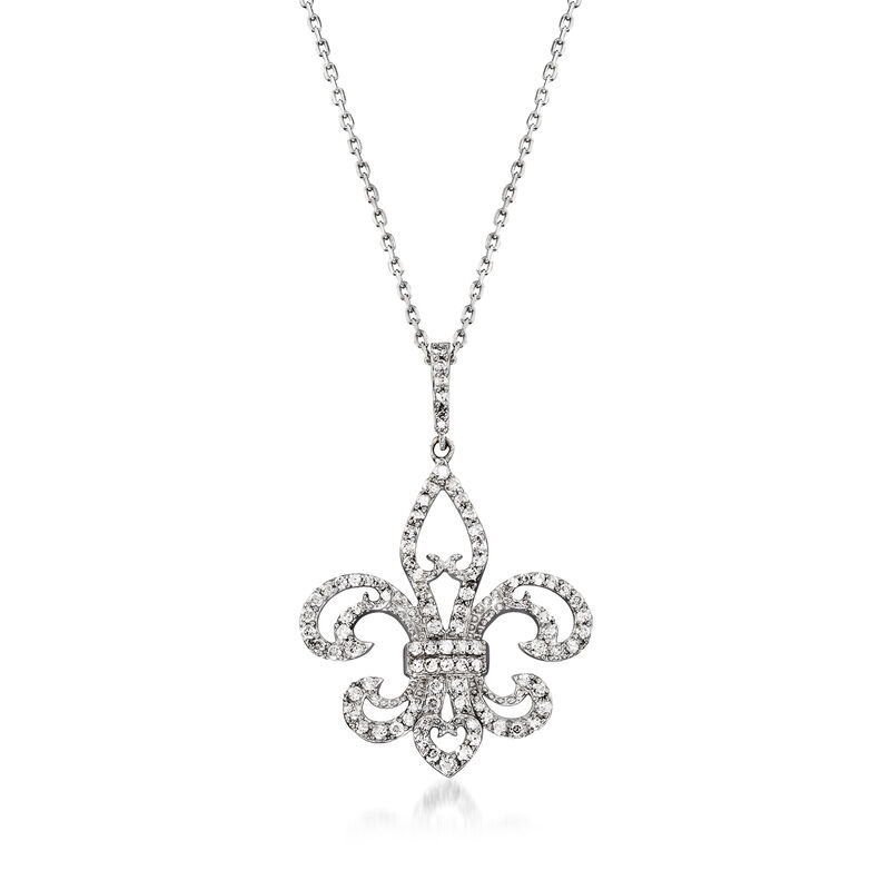 .50 ct. t.w. Diamond Fleur-De-Lis Pendant Necklace in Sterling Silver image number 0