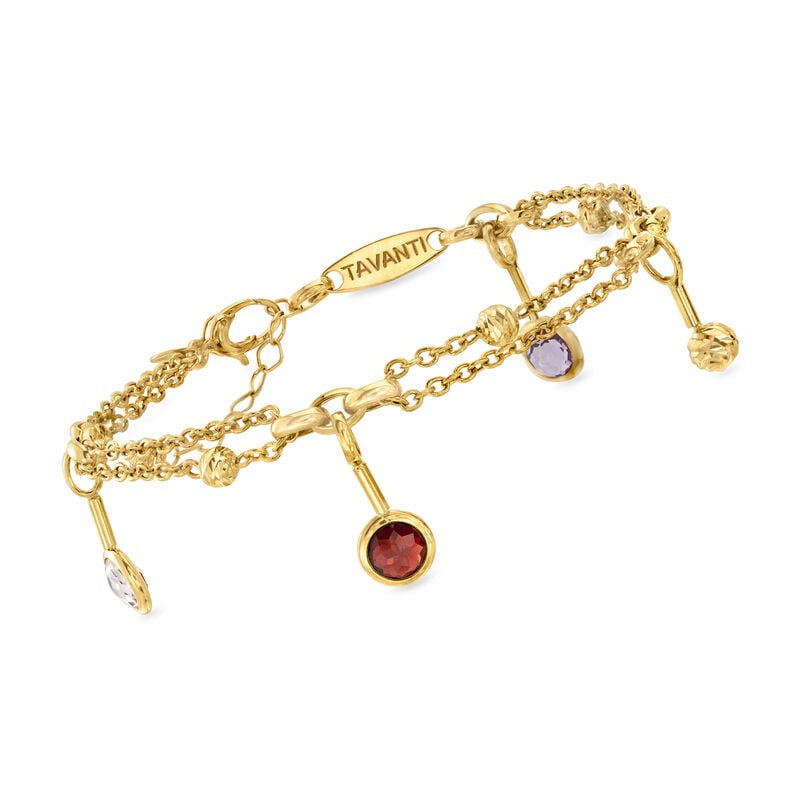 C. 2000 Vintage 2.10 ct. t.w. Multi-Gemstone Drop Bracelet in 18kt Yellow Gold. 6.75" image number 0