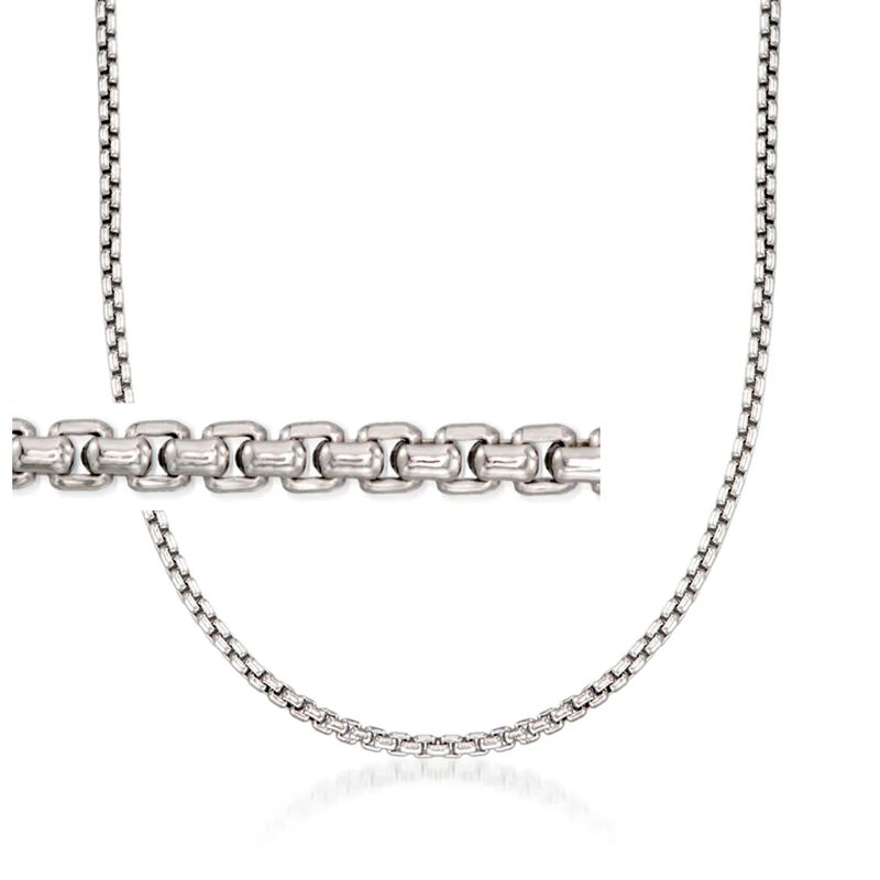 2.5mm Sterling Silver Rounded Box Chain Necklace image number 0