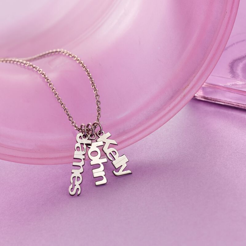 Sterling Silver Personalized Name Charm Necklace image number 6
