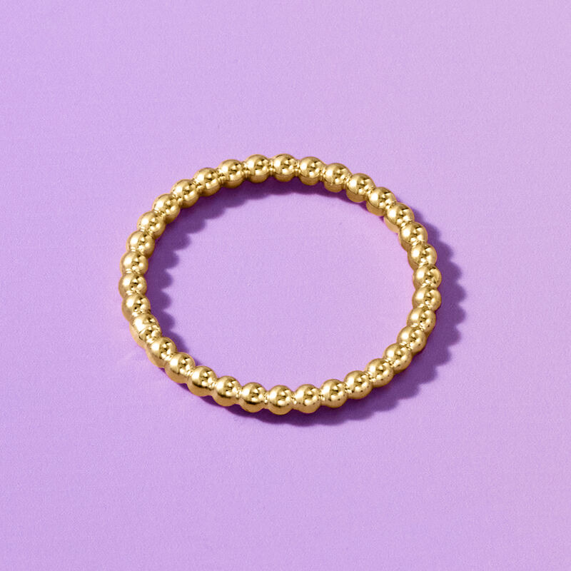 Italian 2mm 14kt Yellow Gold Bead Ring image number 3