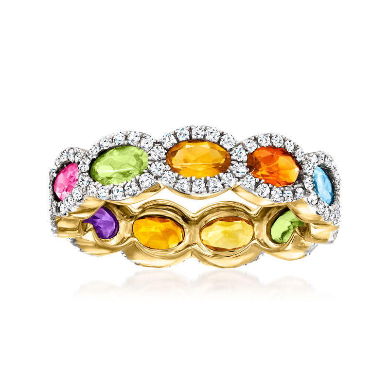 2.80 ct. t.w. Multi-Gemstone Eternity Band in 18kt Gold Over Sterling