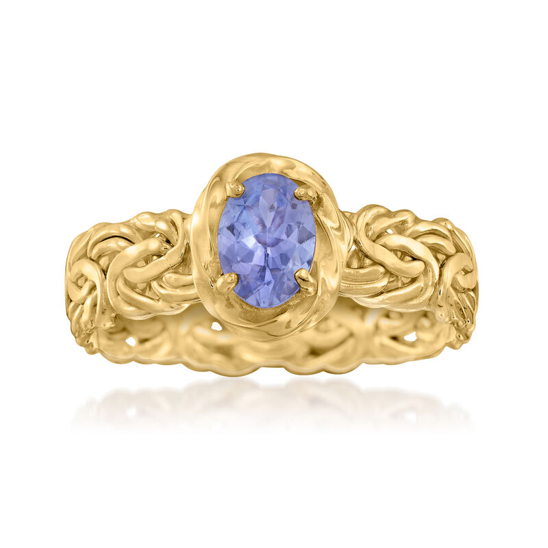 .60 Carat Tanzanite Byzantine Ring in 14kt Yellow Gold image number 0