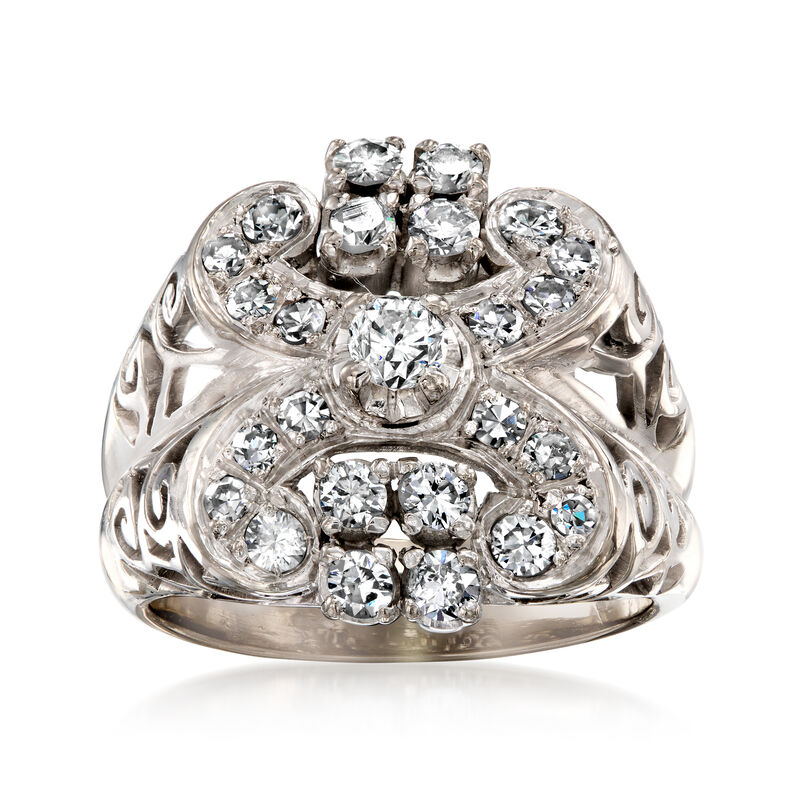 C. 1980 Vintage 1.10 ct. t.w. Diamond Ring in 14kt White Gold. Size 7.5 image number 0