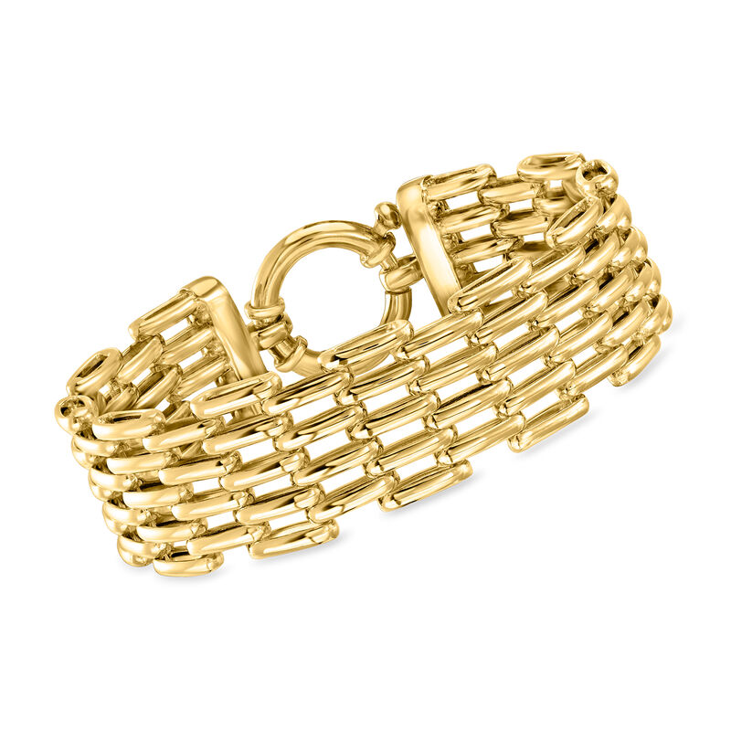 18kt Gold Over Sterling Multi-Row Panther-Link Bracelet image number 0