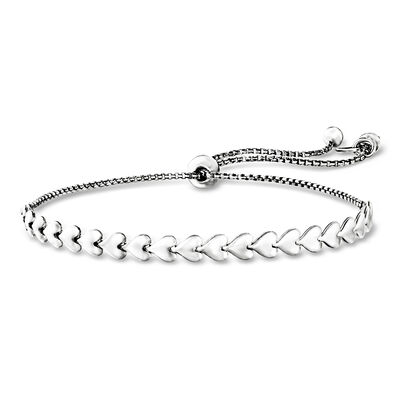 Italian Sterling Silver Heart-Link Bolo Bracelet