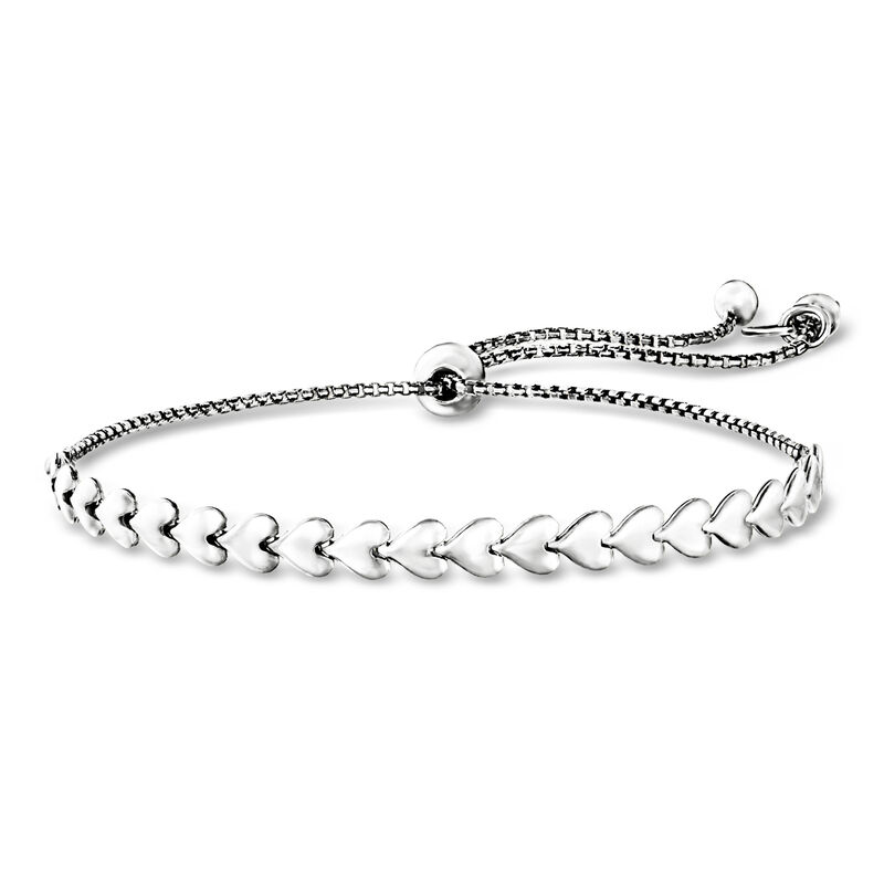 Italian Sterling Silver Heart-Link Bolo Bracelet  image number 0