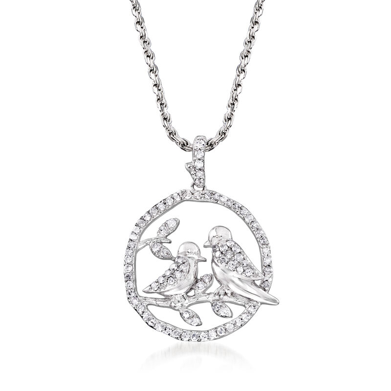 .50 ct. t.w. Diamond Birds on a Branch Pendant Necklace in Sterling Silver image number 0