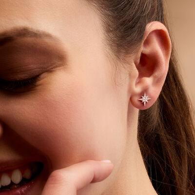 .15 ct. t.w. Diamond Star Stud Earrings in Sterling Silver