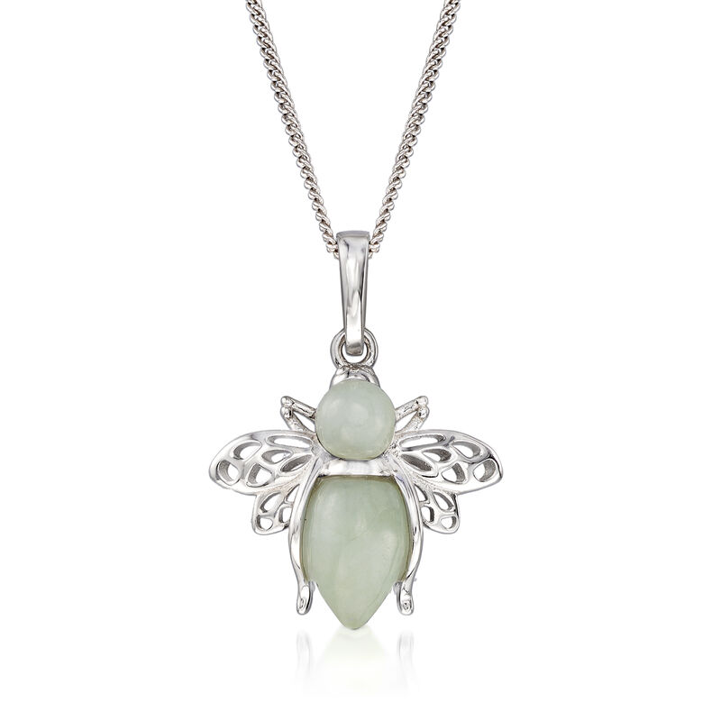 Jade Bumblebee Pendant Necklace in Sterling Silver image number 0