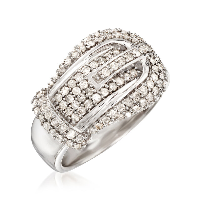 .75 ct. t.w. Diamond Buckle-Style Ring in Sterling Silver image number 3