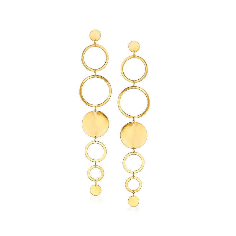 Italian 14kt Yellow Gold Multi-Circle Drop Earrings image number 0