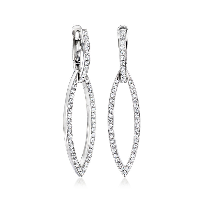 C. 1980 Vintage 2.50 ct. t.w. Marquise-Shaped Drop Earrings in 18kt White Gold image number 2