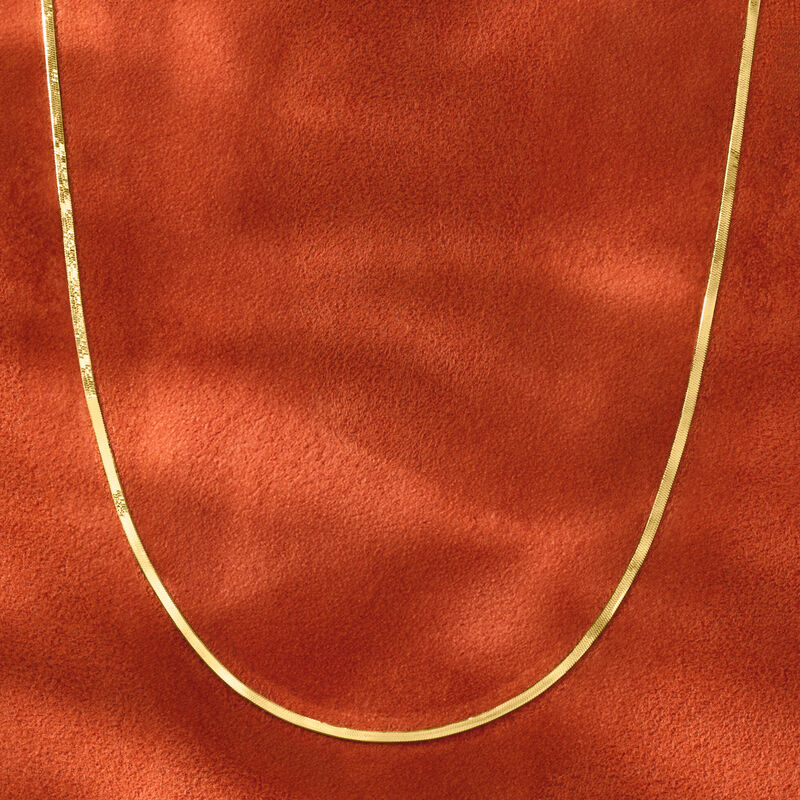 Italian 2mm 18kt Gold Over Sterling Herringbone Necklace image number 2